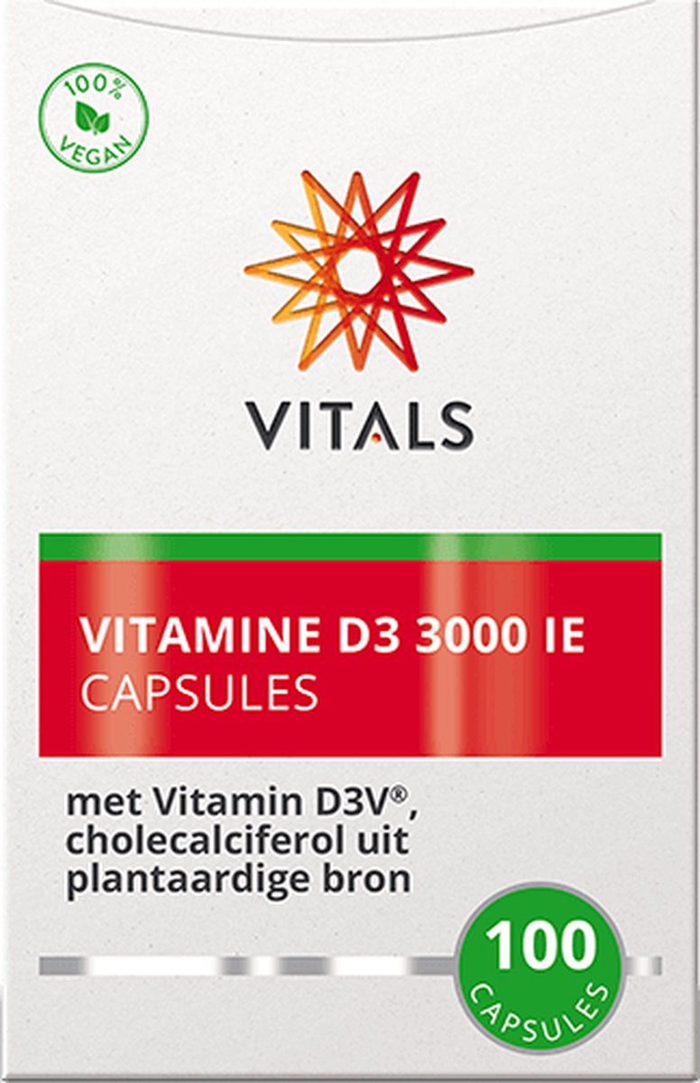Vitals - Vitamine D3 - 3000 IE - 100 Capsules - de meest effectieve vorm van vitamine D