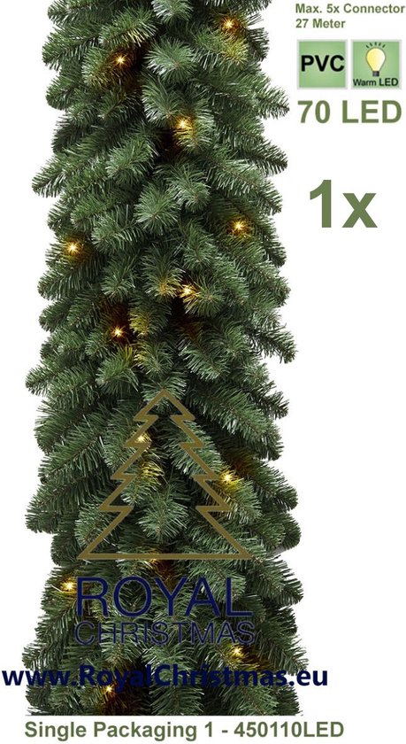 Royal Christmas - Guirlande met 70 warm LED lampjes geïntegreerd - Lengte 540 cm - 400 Takken - extra vol