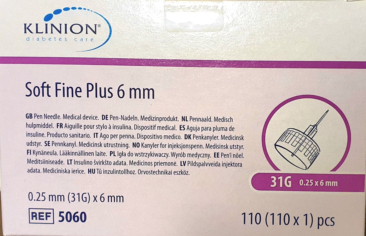 Goedkoopste Klinion Diabetes Care Soft fine Plus pennaalden 0,25mm (31G) x 6mm