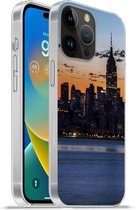 Geschikt voorApple Iphone 14 Pro Max hoesje - New York - Skyline - Amerika - Siliconen Telefoonhoesje