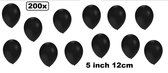 200x Mini ballon metallic zwart 5 inch(12cm) met ballonpomp - Festival thema feest party verjaardag huwelijk