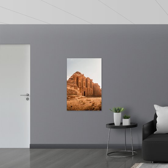 WallClassics - Bois - Monument Ad Deir en Jordanie - 70x105 cm - 12 mm d'épaisseur - Photo sur bois (avec système de suspension)