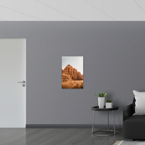 WallClassics - Bois - Monument Ad Deir en Jordanie - 50x75 cm - 12 mm d'épaisseur - Photo sur Bois (Avec Système d'accrochage)