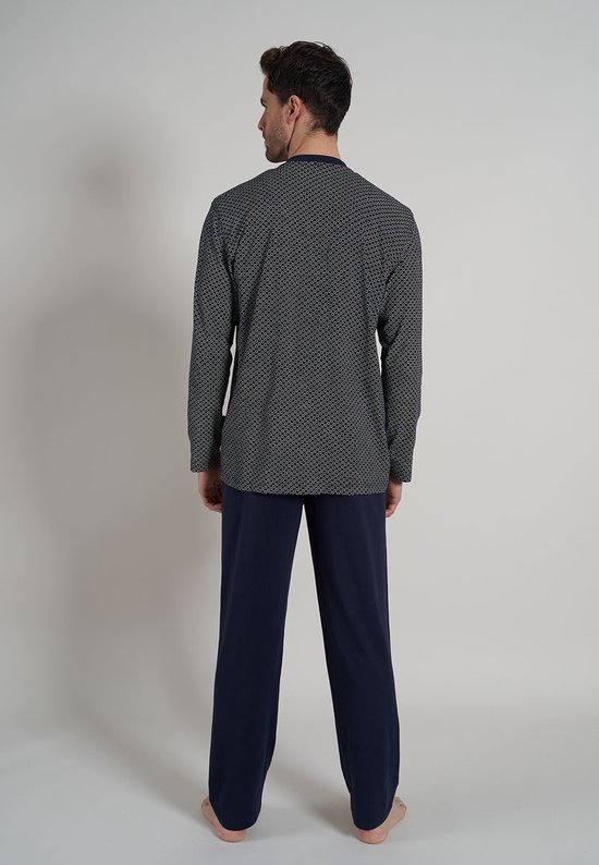 Pyjama homme Gotzburg col V- mini dessin bleu foncé - Taille : L