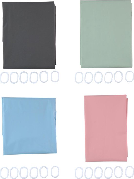 Douchegordijn met 12 ringen 180x180cm bol