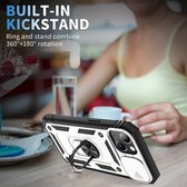 Coverup Ring Kickstand Back Cover met Camera Shield - Geschikt voor iPhone 13 Hoesje - Wit