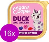 16x Edgard & Cooper Kitten Paté Kuipje Kip & Eend - Kattenvoer - 85g