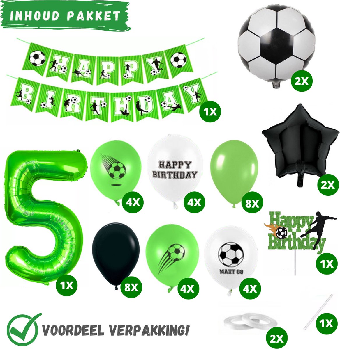 Voetbal voor de 10e verjaardag groen jongen decoratie