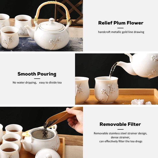 Service de tasse à thé avec couvercle en porcelaine blanche