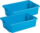 Sunware Opslagbox - 2 stuks - kunststof 30 liter blauw 59 x 39 x 17 cm