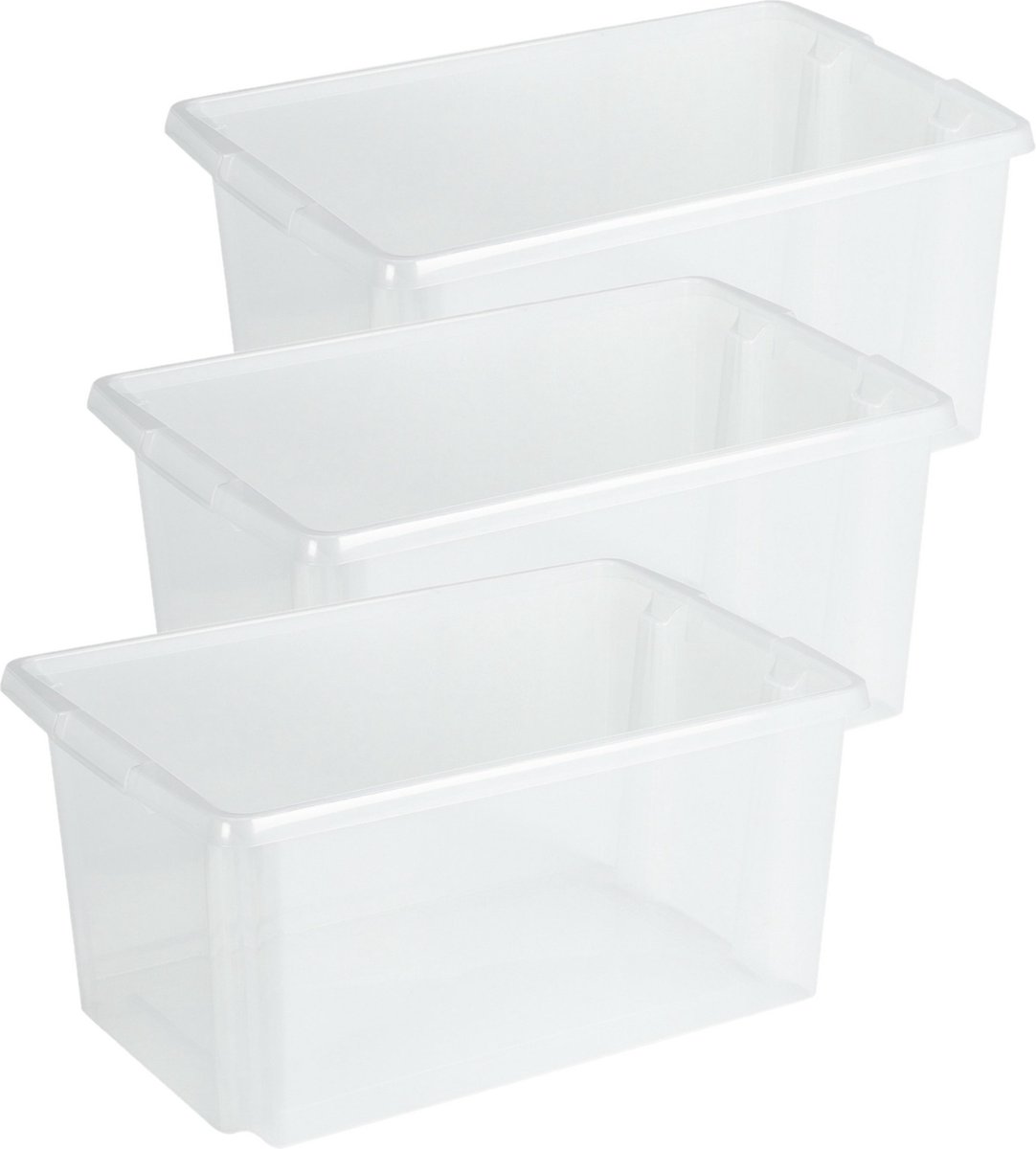 Sunware opslagbox Nesta - 2x - kunststof - 51 liter - transparant - 59 x 39 x 29 cm - stapelbaar