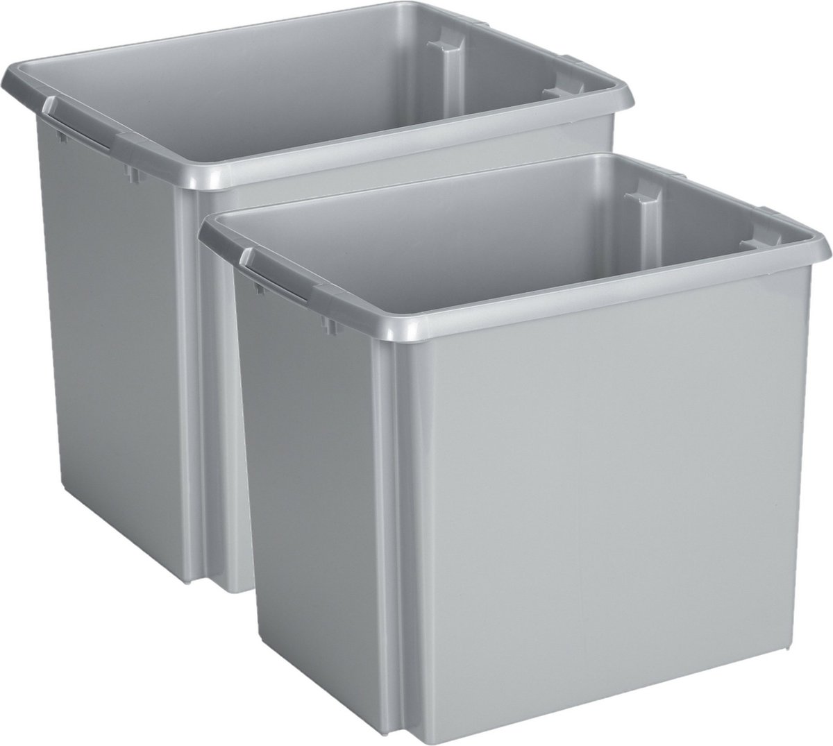 Sunware Opslagbox Nesta - 2x - kunststof - 45L - grijs - 45 x 36 x 36 cm - stapelbaar