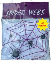 Halloween decoratie | Spinnenweb 40 gram | inclusief 4 spinnen | Spinnenrag | Spinnen web