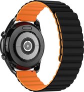 YONO Siliconen Link Band 20mm - Bracelets de Bracelets de montres adaptés pour Samsung Galaxy Watch 5 / Pro / 4 / 3 / Active 2 - Garmin Approach / Forerunner / Venu 2 Plus / SQ / Vivomove - Polar Ignite / Unite - Zwart / Oranje