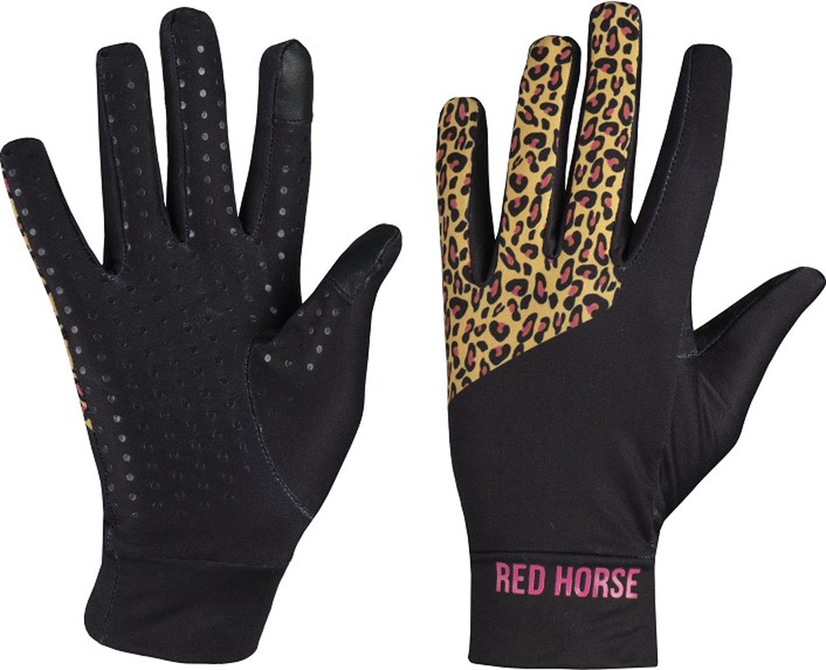 Red Horse - Kids Handschoenen Roar - Luipaardprint - Zwart - Maat 10