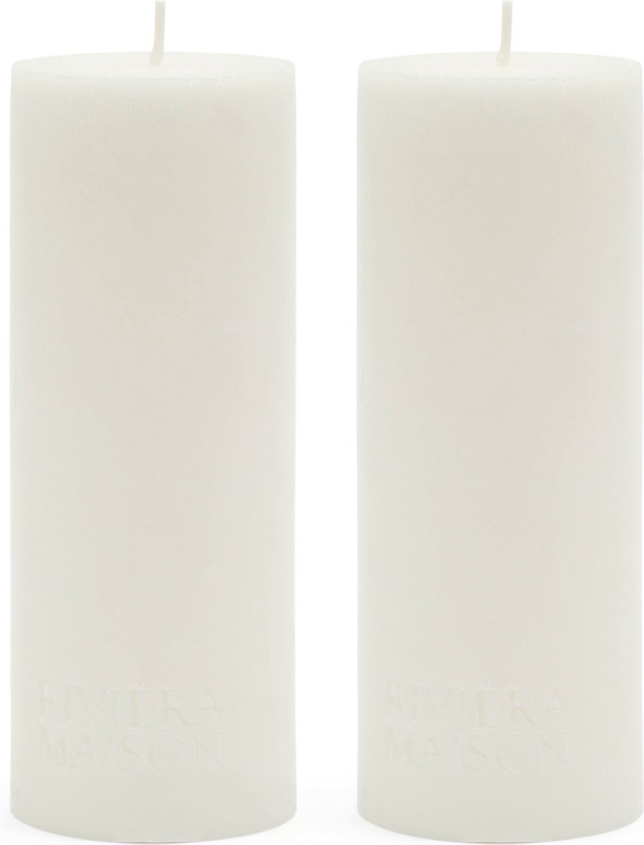 Riviera Maison Kaarsen set Stompkaarsen Pillar Candle ECO off white 7x18 Wit Set van 2 stuks