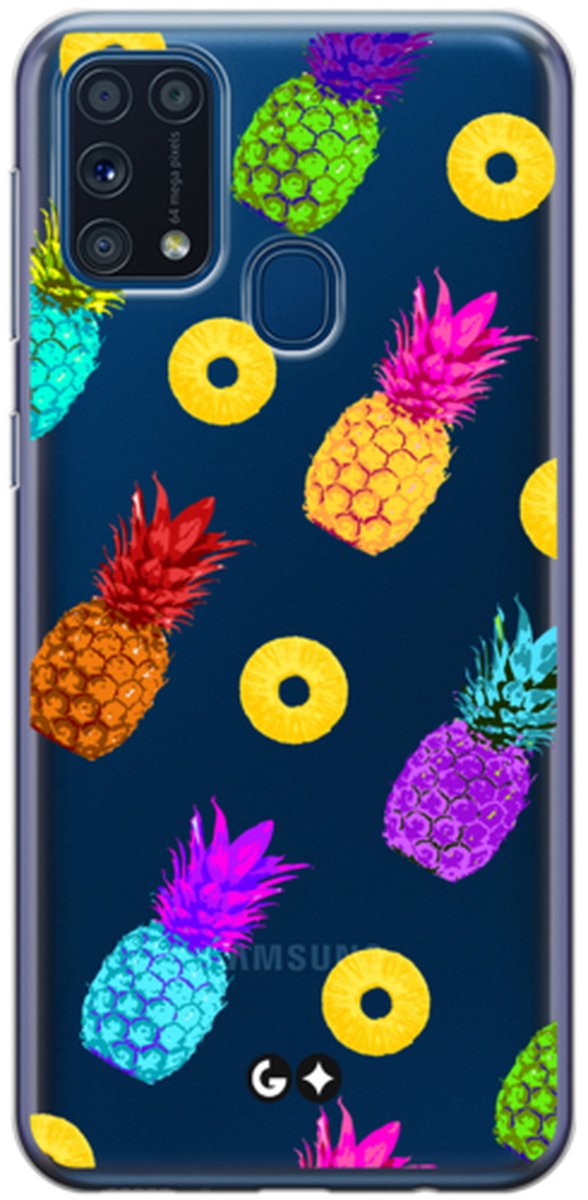 Telefoonhoesje geschikt voor Samsung Galaxy M31 - Transparant Siliconenhoesje - Flexibel en schokabsorberend - Foodcollectie - Tough But Sweet Transparent - Regenboog