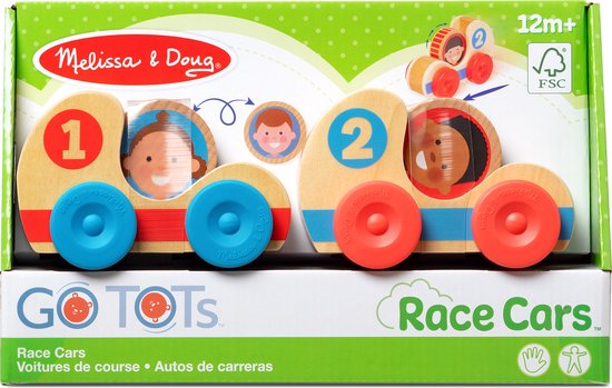 Melissa & Doug GO Tots Houten raceauto's (2 autootjes, 2 schijven) - Houten peuterspeelgoed - ontwikkelings speelgoed voor baby's - 12 maanden + - Cadeau voor baby jongens en -meisjes