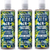FAITH IN NATURE – Body Wash Seaweed & Citrus – 3 pak – Verfrissend - Natuurlijk