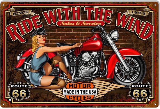 Wandbord - Ride With The Wind Motor Cycles Since 1903