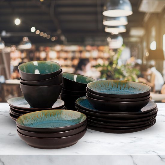 OTIX Serviesset 24 Stuks Aurora - Multikleur - Leen Bakker