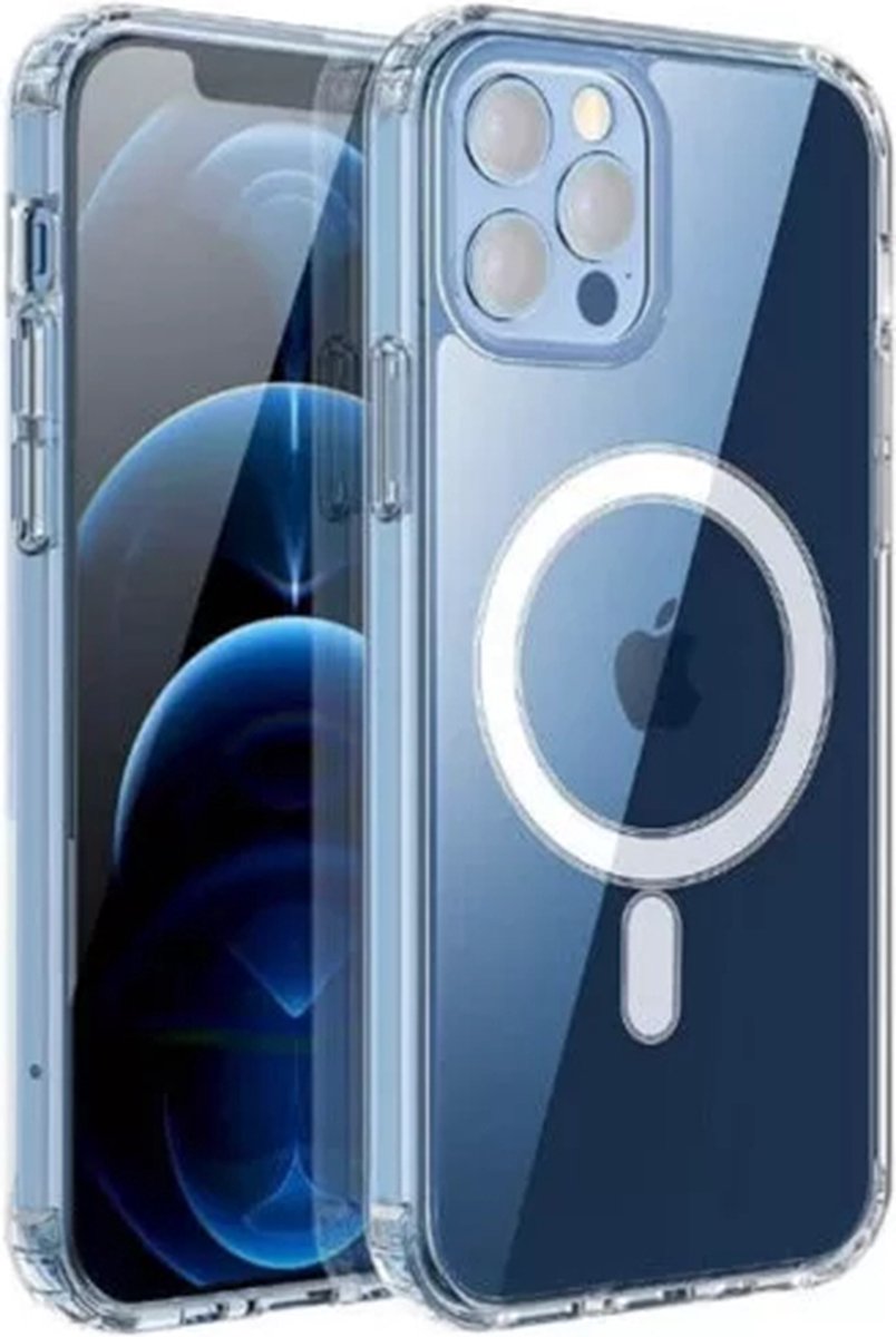 iPhone 14 Pro Max Magnetisch Hoesje Doorzichtig - Transparant Hoesje met Magnetische cirkel - Geschikt voor Apple iPhone 14 Pro Max