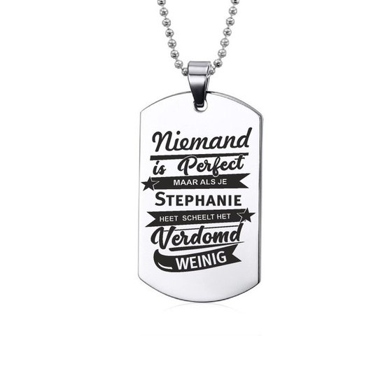 Niemand Is Perfect - Stephanie - RVS Ketting