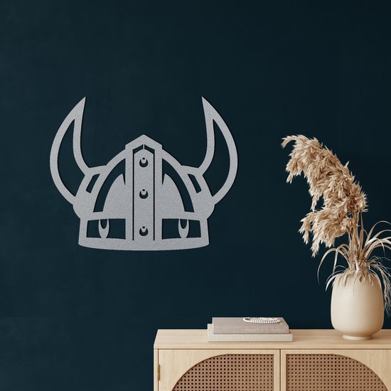 Plaque Murale Métal Guerrier Viking - 30x20 Cm - Étain Multicolore - Déco Nordique