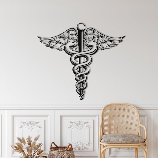 Wanddecoratie |Medisch Symbool / Medical Symbol| Metal - Wall Art | Muurdecoratie | Woonkamer | Buiten Decor |Zwart| 61x75cm
