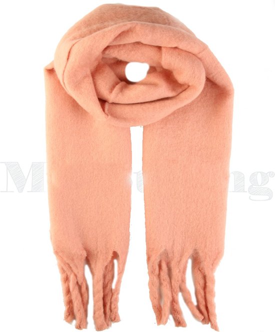 Sjaal - Winter - Effen sjaal - Warme shawl - Koraal