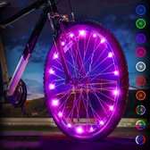 BOTC Eclairage Roue Vélo - LED - Cordon Lumineux Roue Vélo - Eclairage Roue Vélo - 20 Leds - 220CM - Rose