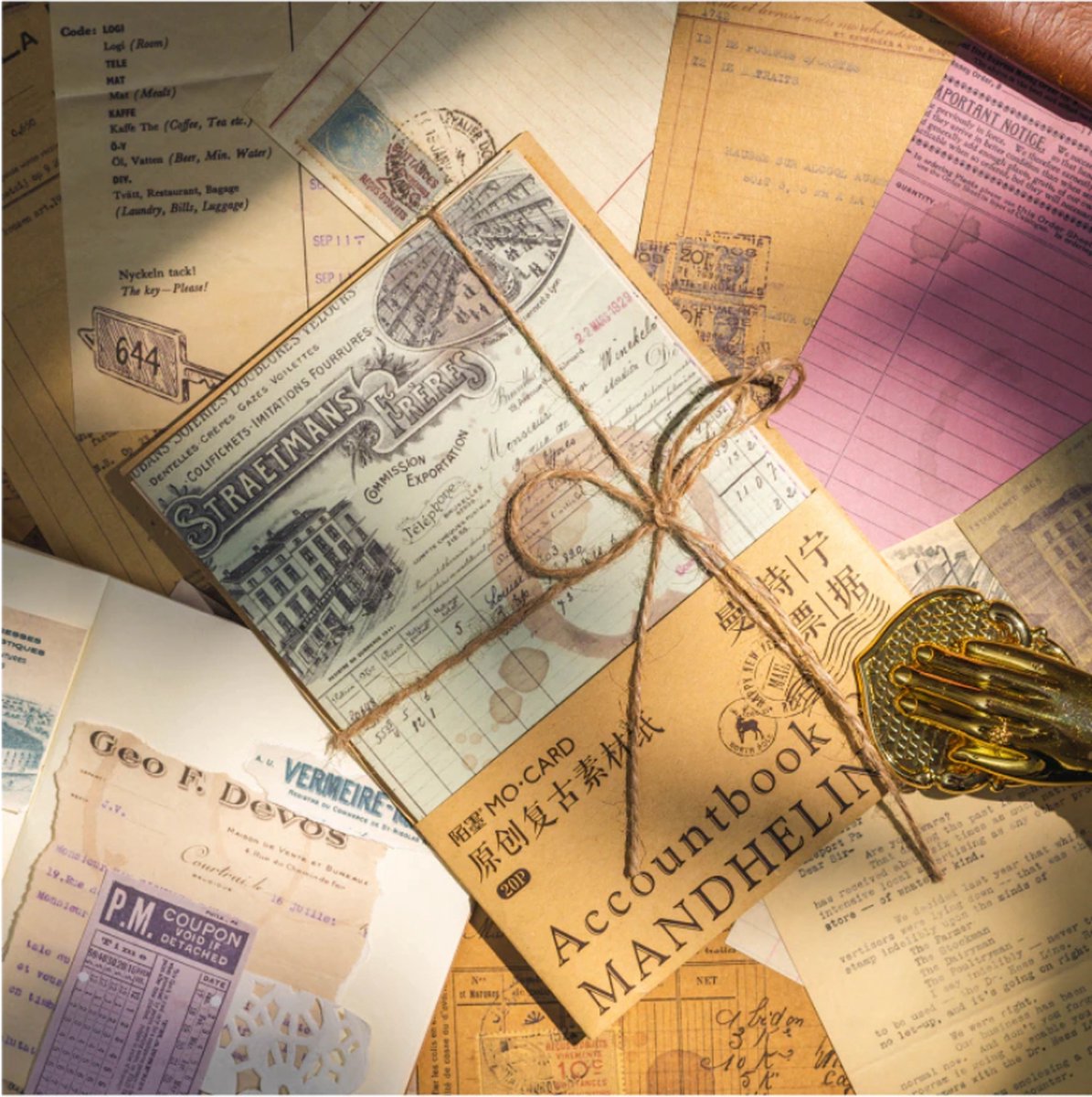 Journaling Papier Set - Vintage Accountbook - Set van 20 vellen - Journaling & Scrapbook Papier - Hobby Papier - Scrapbooking - Bullet Journaling - Ideaal als Kerstcadeau, Sinterklaascadeau of Schoencadeau