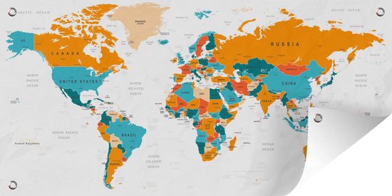 Wereldkaart - Atlas - Kleuren - Tuindoek