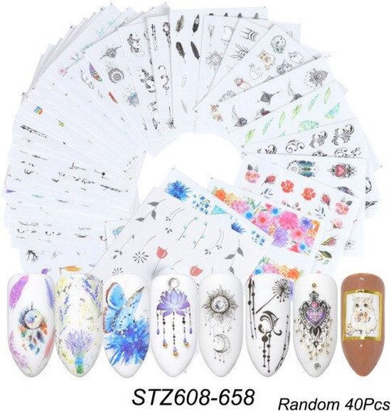 WiseGoods Premium Nail Art Stickers - Nagelstickers Velletjes - Nail Wraps - Nagel Sticker - French Manicure - 840 Stickers