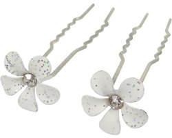 Haarpinnen bloem met glitter Bruid Bruidskapsel opsteken (2 stuks)