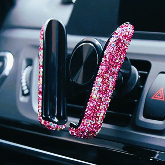 Lukana M-205 Telefoonhouders Auto Ventilatierooster - Roze - Glitter Telefoonhouder - GSM houder Auto