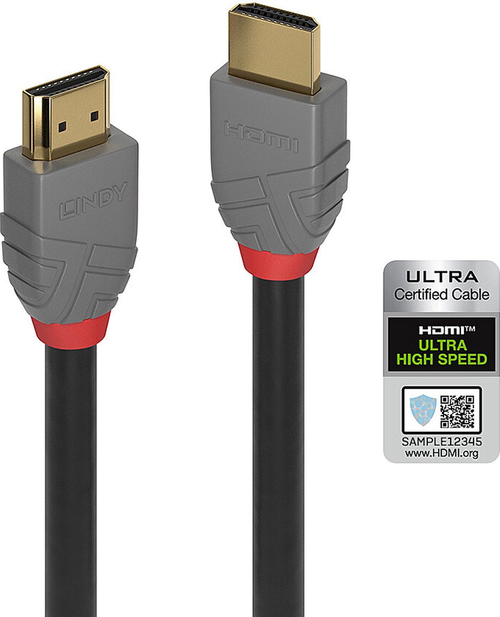 LINDY 36951 HDMI-kabel Aansluitkabel HDMI-A-stekker, HDMI-A-stekker 0.50 m Zwart 8K UHD