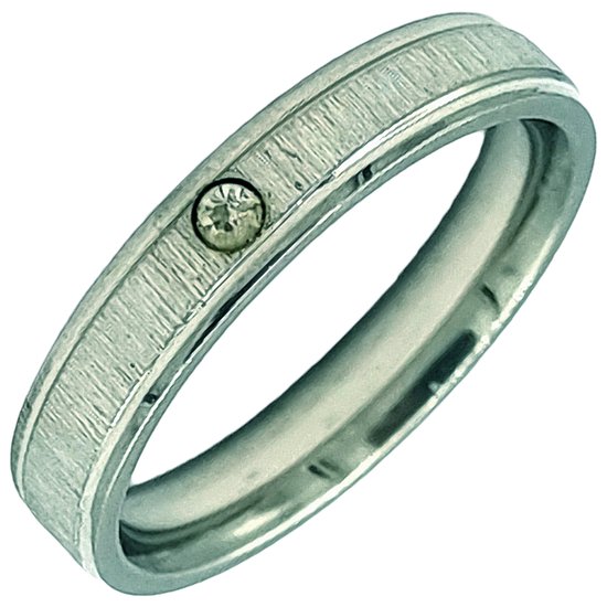 Tesoro Mio Michel - Verlovingsring  - Ring Vrouw – Staal Met Kleine Zirkoon – 18 mm / Maat 57