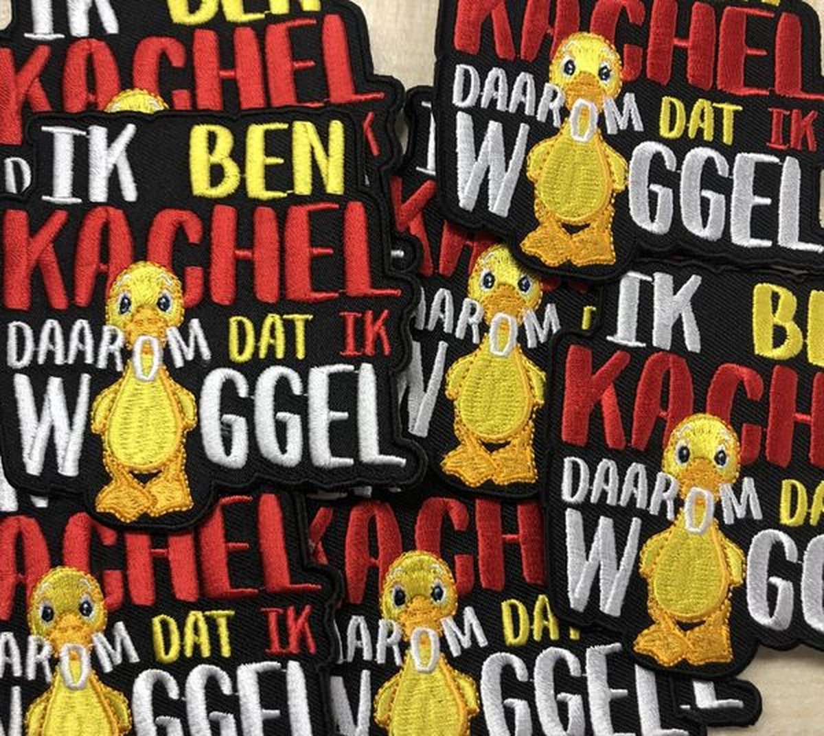 Embleem ik ben kachel daarom dat ik waggel