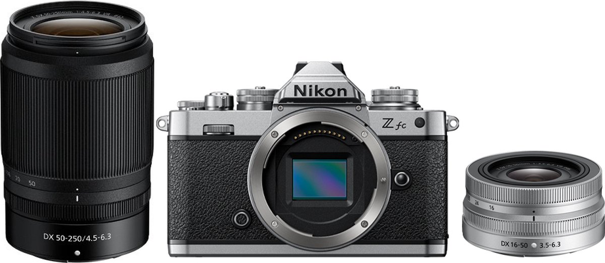 Nikon Z fc + 16-50 VR + 50-250 VR-kit MILC 20,9 MP CMOS 5568 x 3712 Pixels Zwart, Zilver
