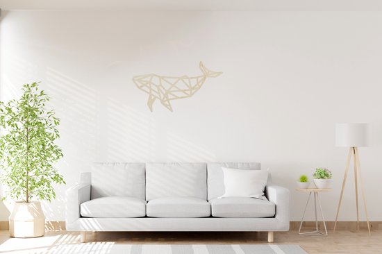 Blank - Geometrische Walvis - Big - Wanddecoratie - Lasergesneden - Geometrische dieren en vormen - Houten dieren - Muurdecoratie - Line art - Wall art