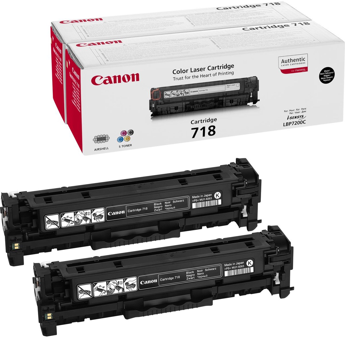 Canon 718 Tonercartridge - Zwart / 2 stuks