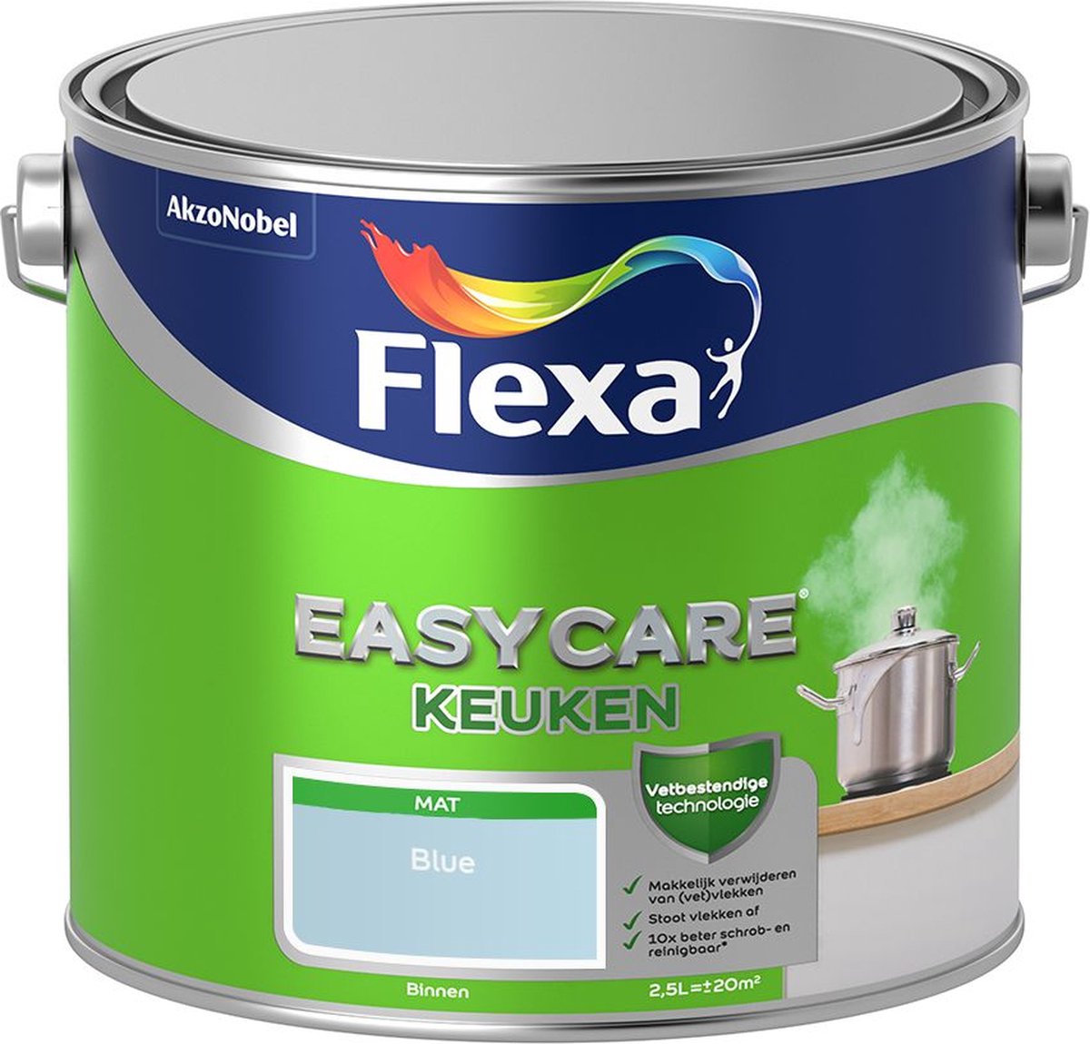 Flexa | Easycare Muurverf Mat Keuken | Blue - Kleur van het jaar 2010 | 2.5L