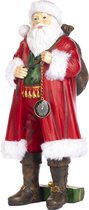 Kerstman met Cadeau zak en Zakhorloge - Kerstmanfiguur 30 cm