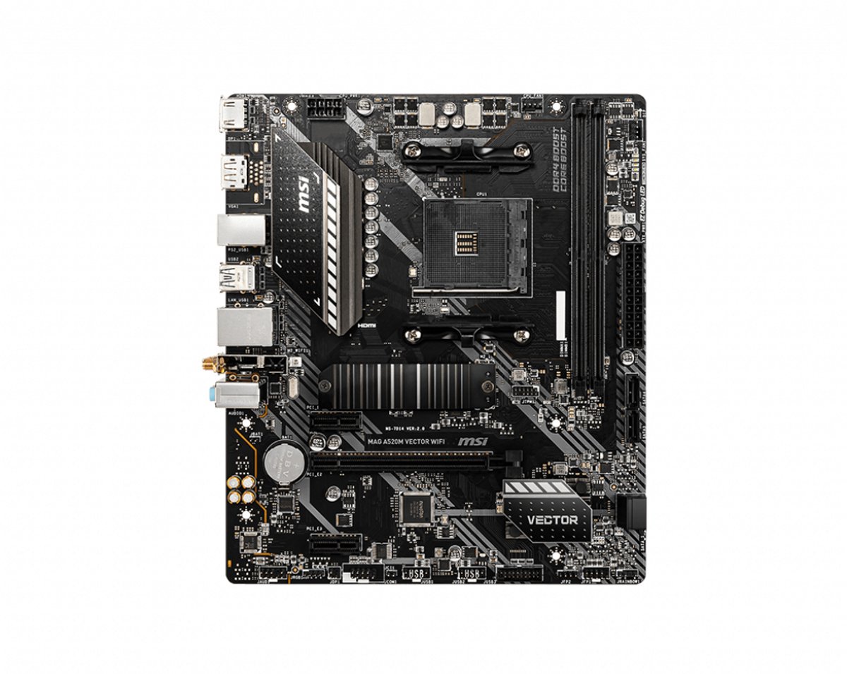Msi Mag A520M Vector Wifi Moederbord Amd A520 Socket Am4 Micro Atx
