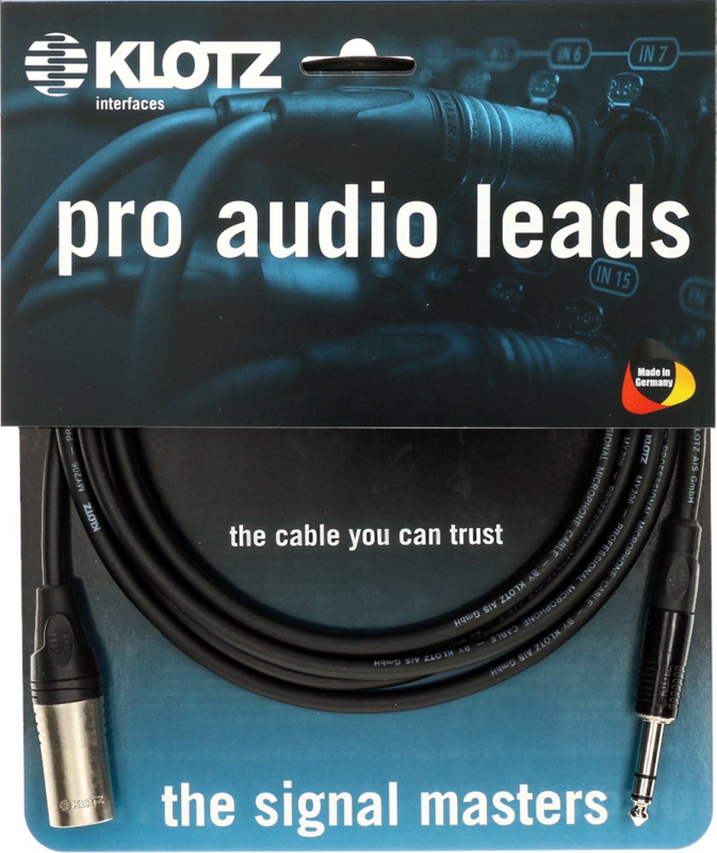 Klotz M1MS1K0100 microfoonkabel 3p XLR male - 6.35 mm jack 1 m