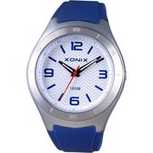 Xonix CAN-004 - Horloge - Analoog - Unisex - Siliconen band - ABS - Cijfers - Streepjes - Waterdicht - 10 ATM - Donkerblauw - Zilverkleurig
