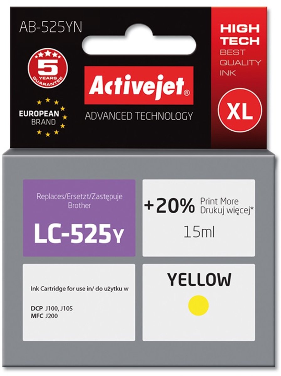 Originele inkt cartridge Activejet AB-525YN Geel
