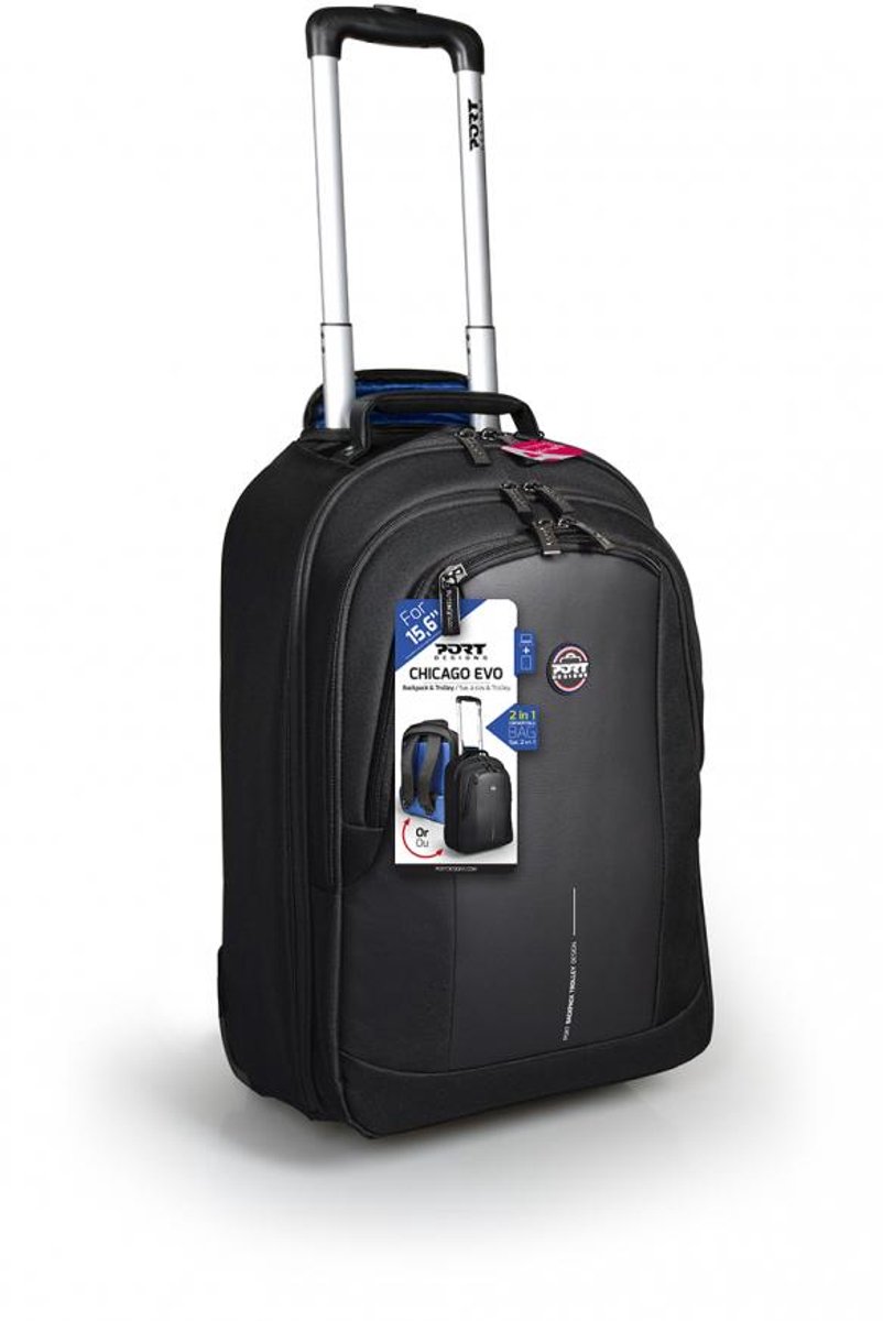 Image of Port Designs Chicago EVO - Laptop Rugzak en Trolley - Koffer met Laptopvak tot 15.6 inch - Zwart