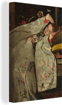 Canvas Schilderij Meisje in witte kimono - Schilderij van George Hendrik Breitner - 80x120 cm - Wanddecoratie
